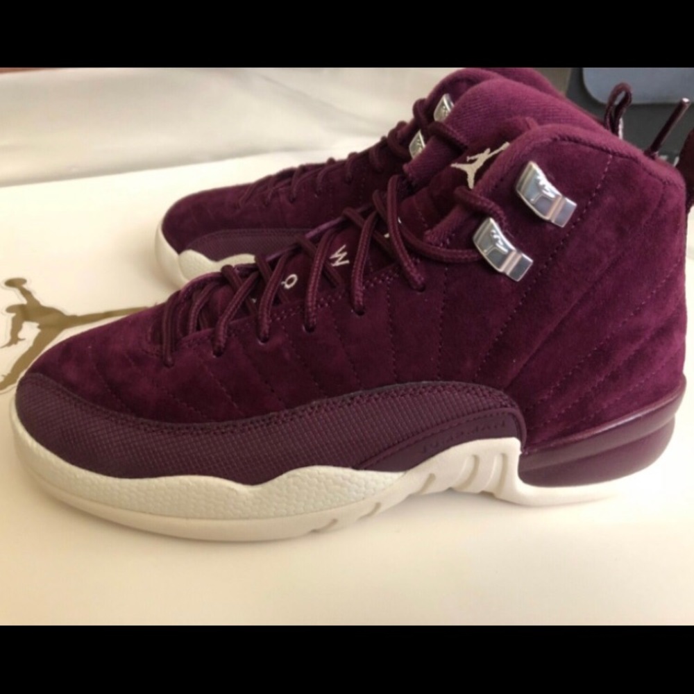 Air Jordan Retro 12 XII BORDEAUX WOMEN'S SAIL METALLIC SILVER NEW! IN BOX! 5Y - Picture 6 of 13